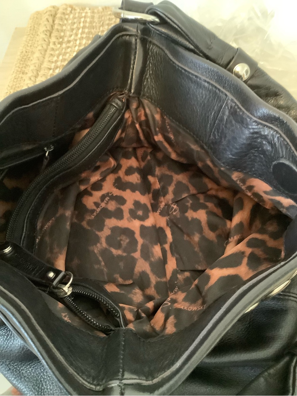 b. makowsky Black Leather Studded Hobo Shoulder Bag - Picture 3 of 7